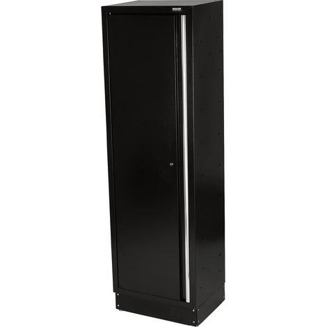 BUNKER® Modular Tall Floor Cabinet with Single Door, 600mm Width, Black Finish, 2000mm Height, 458mm Depth (1/4)