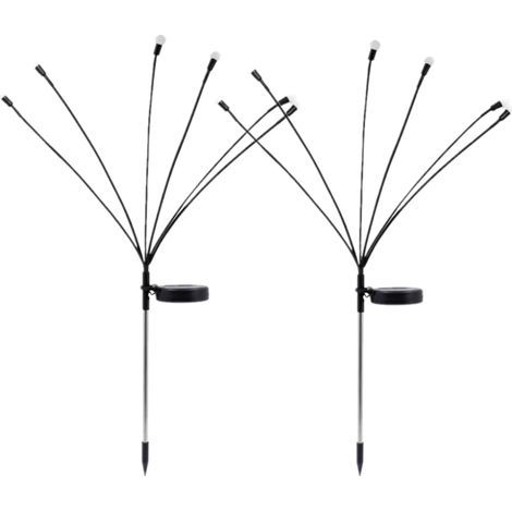 Set di 2 paia di lampade solari a 6 luci, luce calda e costante, lunghezza 75 cm, impermeabili, per decorazione del prato (1/5)
