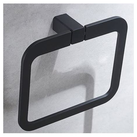 Hand Towel Holder Black Towel Ring Punch hole Towel Rail for Bathroom, Stainless Steel Square (1/4)