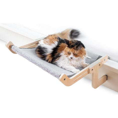 Hamac Pour Chat - 1 Unité - Laine Et Métal - Réglable Et Résistant - Intérieur Fenêtre Canapé - Gris (1/5)