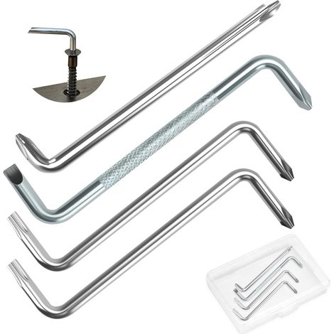 Lot de 4 tournevis coudés, PH0/PH1/PH2/T20/T25, tournevis à double tête, cruciforme à 90 degrés et tête plate Offset Tournevis magnétiques avec organiseur (1/5)