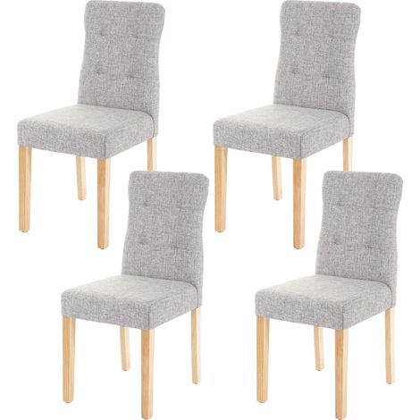 4x chaise de salle à manger HWC-E58, fauteuil - tissu gris, pieds clairs (1/5)