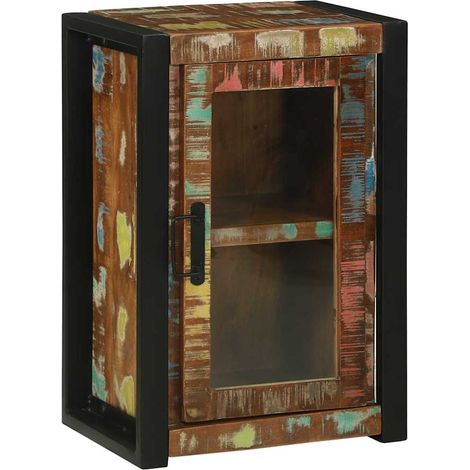 Armoire de salle de bain avec porte Marron Bois Recyclé Solide (1/5)