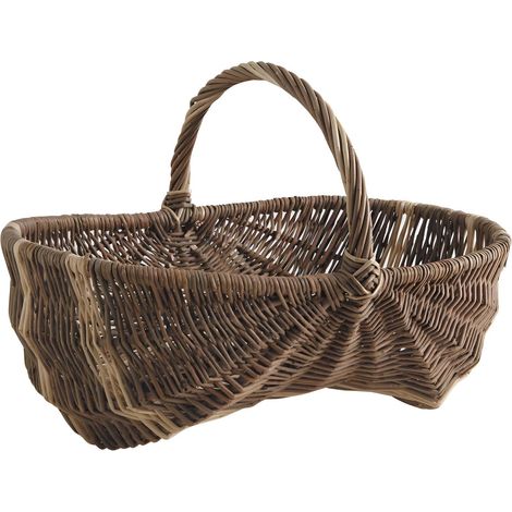 Aubry Gaspard – Panier en osier brut blanc 43x29x14 cm – Rangement décoratif pour intérieur – Idéal pour espaces confinés