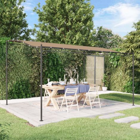 Auvent,Marquise d'entrée Anti-UV,Auvent facile à assemblertaupe 4x3 m 180 g/m² tissu et acier -FR69883 (1/5)