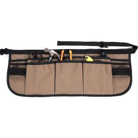 LAN Ceinture porte-outils de jardinage avec 13 poches ceinture étanche 600D Oxford jupe enveloppante ceinture porte-outils de jardinage réglable pour jardiniers femmes et hommes (marron) (1/5)