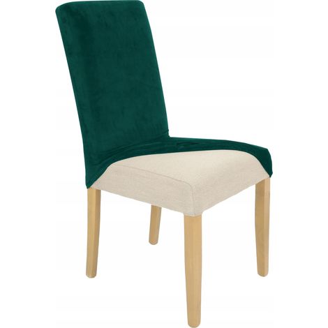 Housse de chaise élastique en velours vert bouteille [21WD] (1/5)