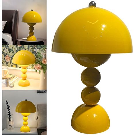 Lampe de table LED veilleuse chevet bureau champignon jaune (1/4)