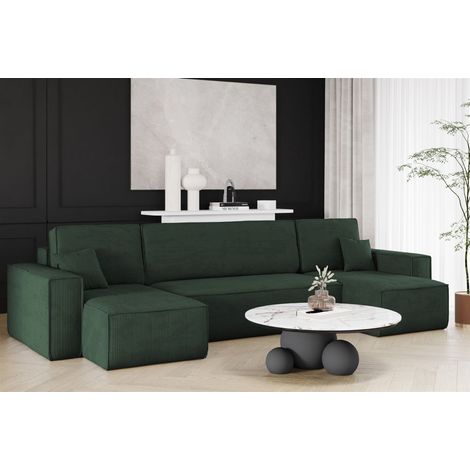 Wohnlandschaft Schlafsofa Sofa MARIS Stoff Poso Dunkelgrün (1/2)