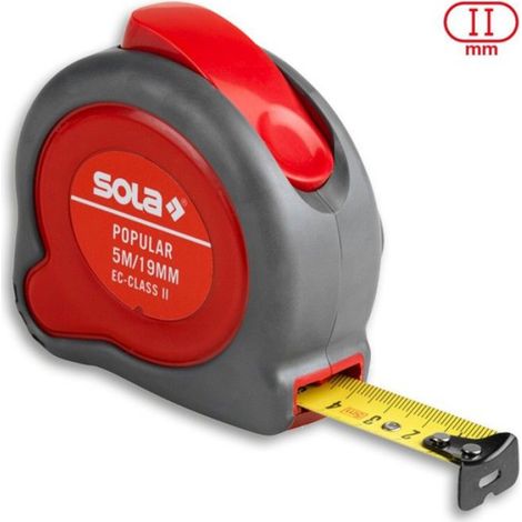 Mètre Ruban - Acier - 5 M - 19 Mm - Boîtier Plastique Antidérapant - 1 Pièce (1/5)