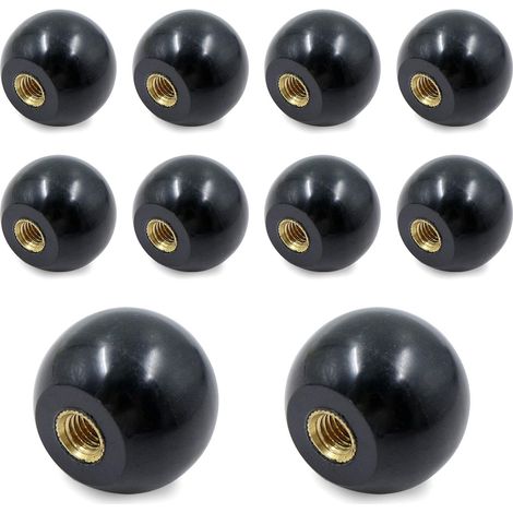 10 pièces Bouton à bille, M6×25 mm, poignée isolante en bakélite noire, écrou rond en cuivre, filetage femelle, accessoire universel pour machines-outils (1/5)