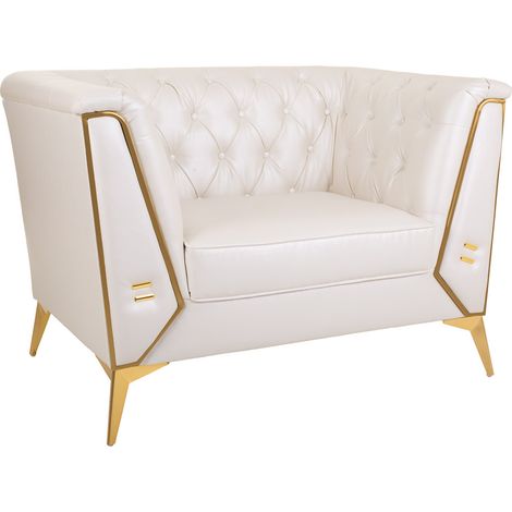 Sillón tapizado blanco 104x72x75