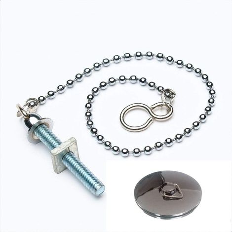 Lot de 2 chaînes à billes pour évier avec bouchon de 38 mm Chromé 300 mm