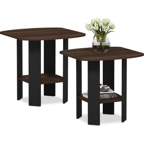 Table d'Appoint de Chevet avec Tiroir Poubelle, Paquet de 2, Noyer Columbia (1/5)