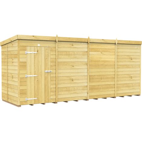 16 x 5 Feet Pent Shed - Single Door Without Windows - Wood - L147 x W474 x H201 cm