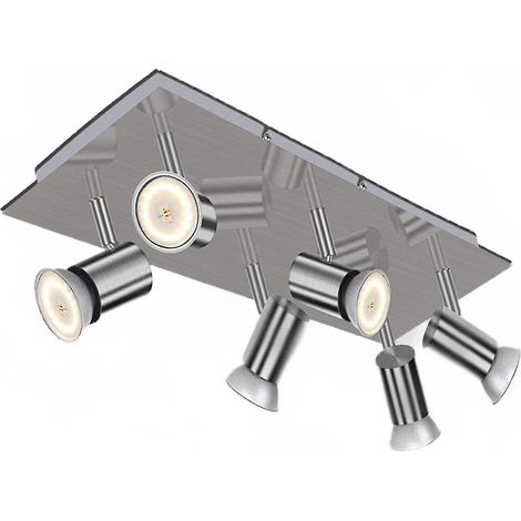 Spots de plafond rectangulaires orientables à 6 positions, finition chrome brossé, pour cuisine (1/4)