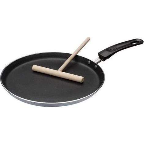 Crêpesmaker mit Teigausstricher - GSW - 456715 - Aluminium - grau - 26 cm - Für alle Herdarten, einschließlich Induktion
