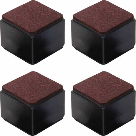 Lot de 4 rehausseurs de meubles autocollants en acier au carbone - 50 mm de hauteur pour lits, canapés, armoires - Carrés noirs，