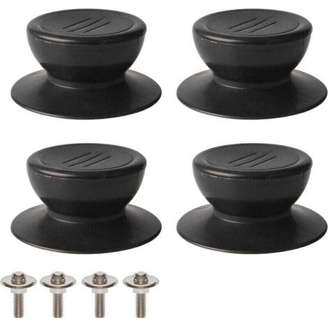 4-teiliges Deckelknauf-Set, universeller Ersatzknopf für Küchendeckel, Glasdeckel, Glasdeckelgriff – schwarz