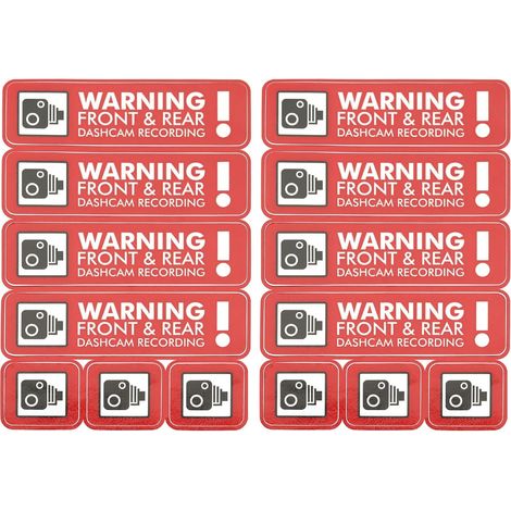 2pcs Autocollants d'enregistrement Caméra de Tableau de Bord Autocollants d'enregistrement Vidéosurveillance Autocollants de Sécurité pour Voiture Camion Véhicule Taxi Mini Bus Caméra, Anglais (1/5)