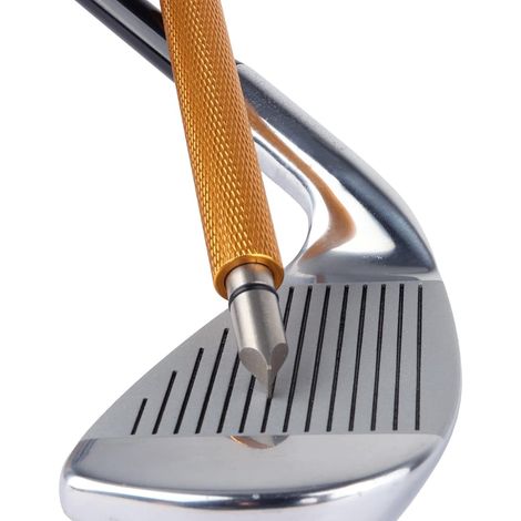 Affûteur de rainures pour clubs de golf, outil de rénovation et de nettoyage pour wedges et fers – Génère un effet rétro (backspin) optimal – Compatible avec les rainures en U et en V – Couleur : Or (1/5)