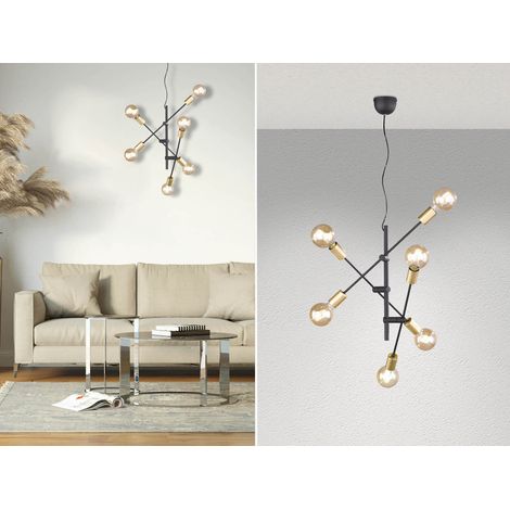 LED Pendelleuchte mit schwenkbaren Armen, in Schwarz & Bronze, Ø 54cm (1/5)