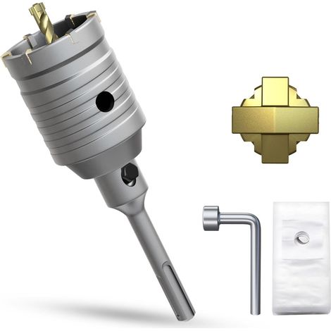 Couronne de forage creuse de 50 mm - Scie cloche - Foret à couronne, avec adaptateur SDS Plus - Couronne de forage de 110 mm pour prise électrique, pour maçonnerie, brique, béton, ciment (1/5)