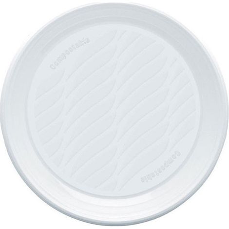 Assiette à dessert blanche, lot de 20, naturel, Bibo