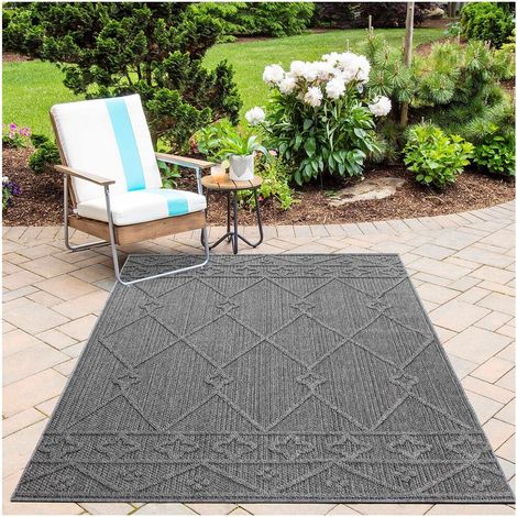 Tapis berbère intérieur et extérieur ethnique Cleo Gris 160x230 (1/5)