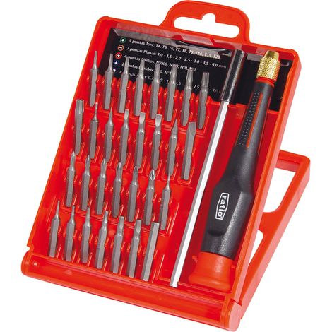 juego de destornilladores de precisión. puntas intercambiables. acero y plástico. 32 piezas - ratio (1/2)