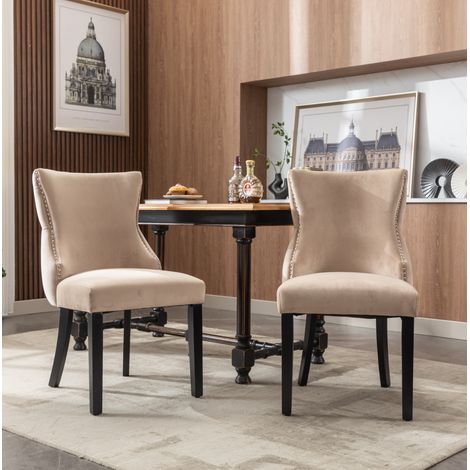 seduta sedia sala da pranzo 50x41x91 velluto beige OKMYHOME (1/5)