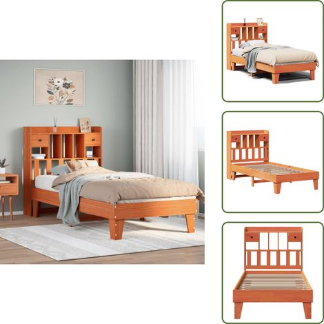 Somier de madera - vidaXL Estructura de cama sin colchón madera maciza marrón 75x190 cm - Cama de pino
