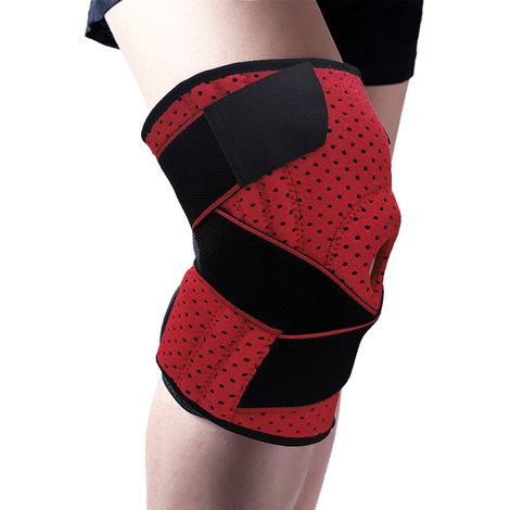 Genouillère pour soulager les douleurs au genou - Support de genou ajustable avec stabilisateurs latéraux et coussinet rotulien en gel (1/5)
