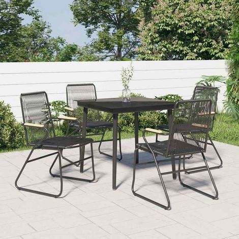 vidaXL Juego de comedor de jardín 5 piezas ratán PVC negro (1/4)