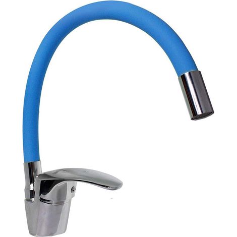 Miscelatore da lavello canna alta flessibile ricoperta in silicone rubinetto orientabile da cucina mobile monocomando blu (1/3)