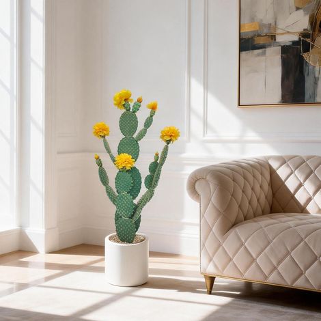 Cactus artificiel – Grand format résistant aux UV – Texture réaliste – Plante factice avec pot – Décor intérieur et extérieur – Idéal pour maison, jardin et bureau (1/5)