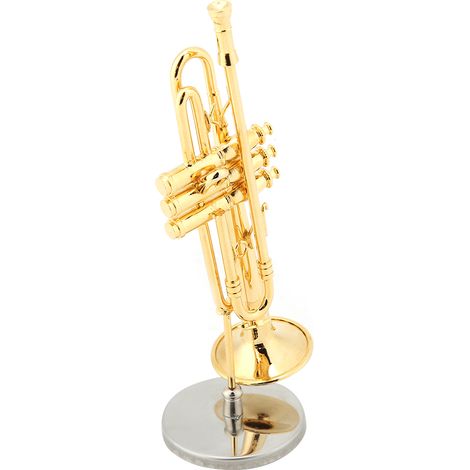 Trompette miniature en bronze doré de 12 cm, objet de décoration. (1/3)