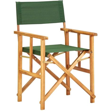INLIFE Chaise de metteur en scène Bois massif d'acacia Vert (1/5)