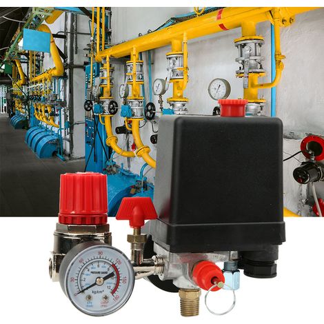 Soupape de régulation de pression 4 trous avec manomètre pour compresseur d'air (1/5)