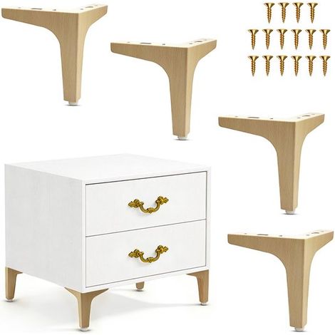 Set di 4 gambe di supporto TV di lusso, gambe per armadi a tre gambe, gambe per mobili, gambe per tavolini da caffè, gambe per tavoli, gambe per divani in metallo, viti incluse, robuste e (1/5)