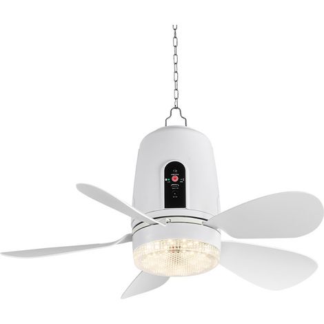 Ventilateur de Plafond Solaire Silencieux sans Balais, Grand Ventilateur Rechargeable USB pour Dortoir et Ferme d'Élevage, Refroidissement Extérieur Puissant - Modèle avec Chargeur (Panneau Solaire et