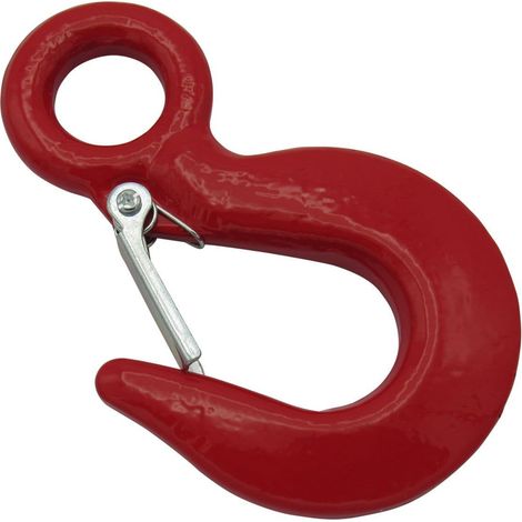 1 Ton Large Eye Hook With Safety Catch - Alloy Steel Red Lifting Tested (1/5)