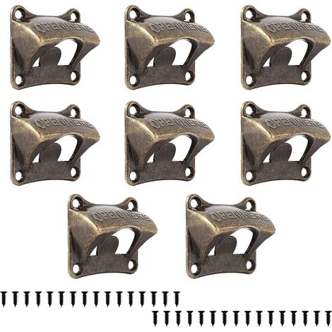 Cavatappi da parete, set da 8 pezzi di apribottiglie da parete, apribottiglie vintage per birra, apribottiglie in bronzo, apribottiglie originali, per bar, ristoranti, caffè, cucine (1/5)