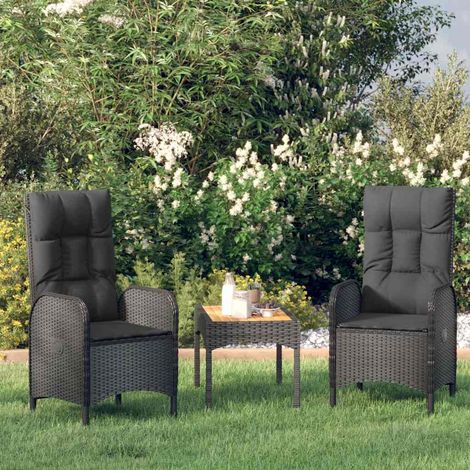 Lot de 2 Chaises de jardin - Chaise d'extérieur pour terrasse/jardin Résine tressée Noir BV573232 - BonneVie (1/4)