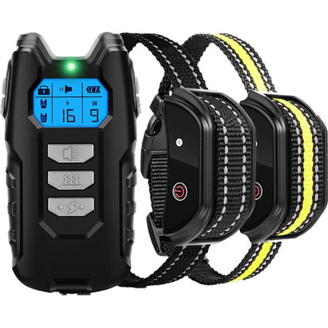 Collier Anti-Aboiement avec Télécommande - Collier de Dressage Canin à Portée de 2000ft, Étanche IP67, Modes Bip & Vibration (1-8), ,Une télécommande + deux colliers (1/5)