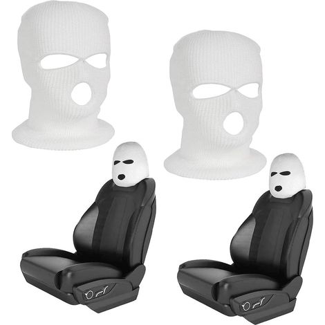 2 Pieces Breathable Headrest Cover,Car Seat Headcover,Universal and Fun Car Seat Headcover,Personalized Funny Car Seat Covers, White (1/5)