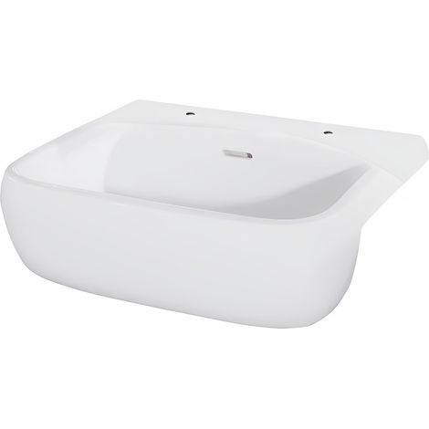 RAK Metropolitan 520mm Semi Recessed Basin with 2 Tap Holes - MP2201AWHA (1/2)