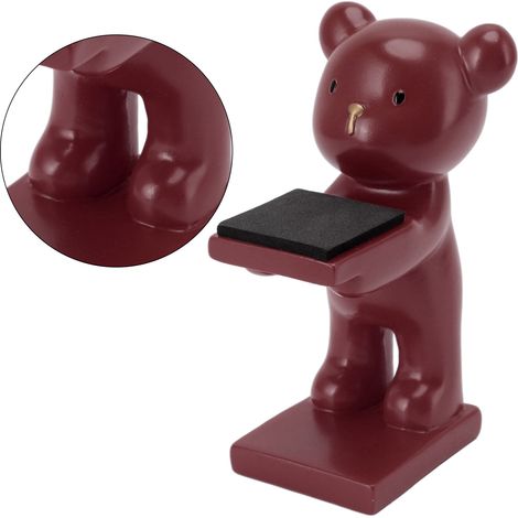 Présentoir à montres en résine rouge bordeaux, style moderne tridimensionnel, fabriqué à la main, en forme d'ours. Idéal pour la maison ou le bureau. (1/5)