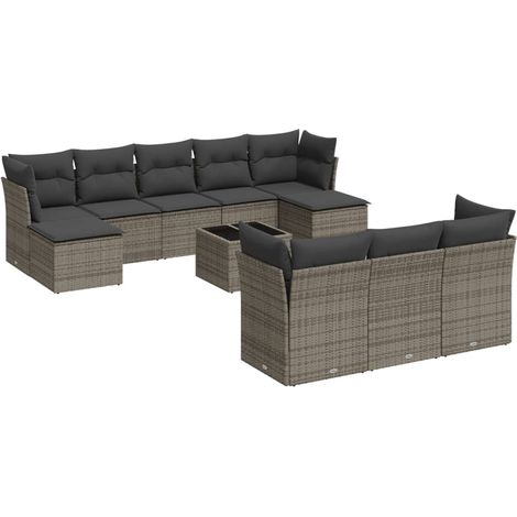 Maison Exclusive - 11-tlg. Garten-Sofagarnitur mit Kissen Grau Po (1/3)