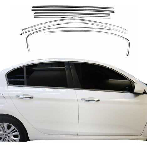 Garniture de Fenêtre pour Fiat Tipo Berline 2015-2026 Acier Inox Foncé 8Pcs (1/5)